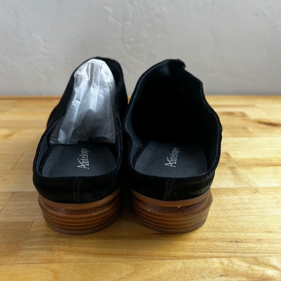 Antelope Black Ruched Leather Mule Shoes Liselle Ankle Boot Pointed Toe Size 40 - Picture 5 of 10